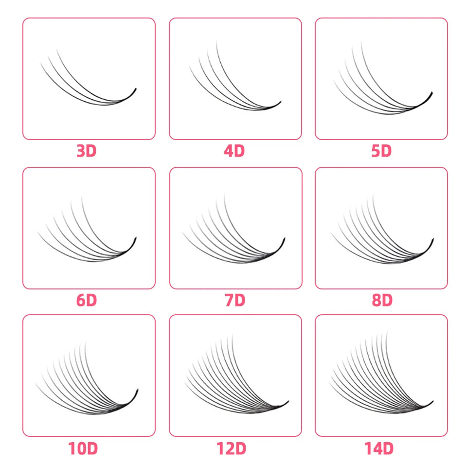 رموش كثيفة جاهزة - رموش صناعية ثلاثية الأبعاد - 40D