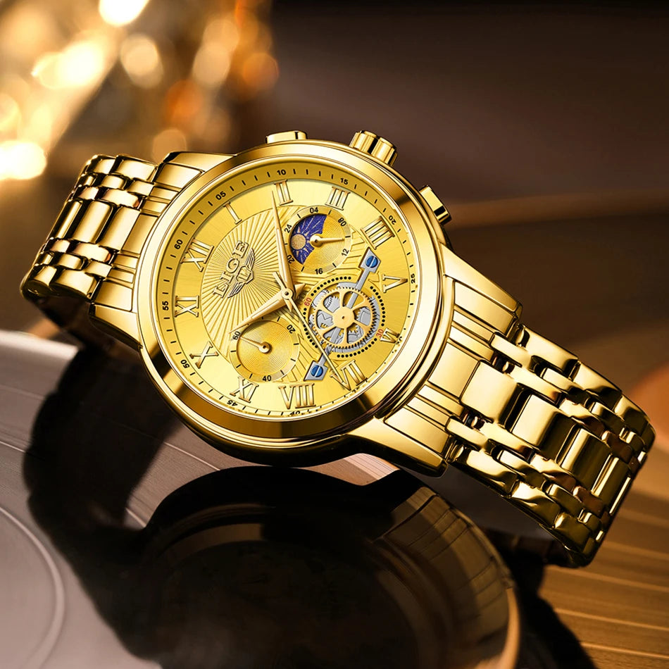 Montre femme LIGE 2024 - Montre de luxe étanche avec bracelet en acier