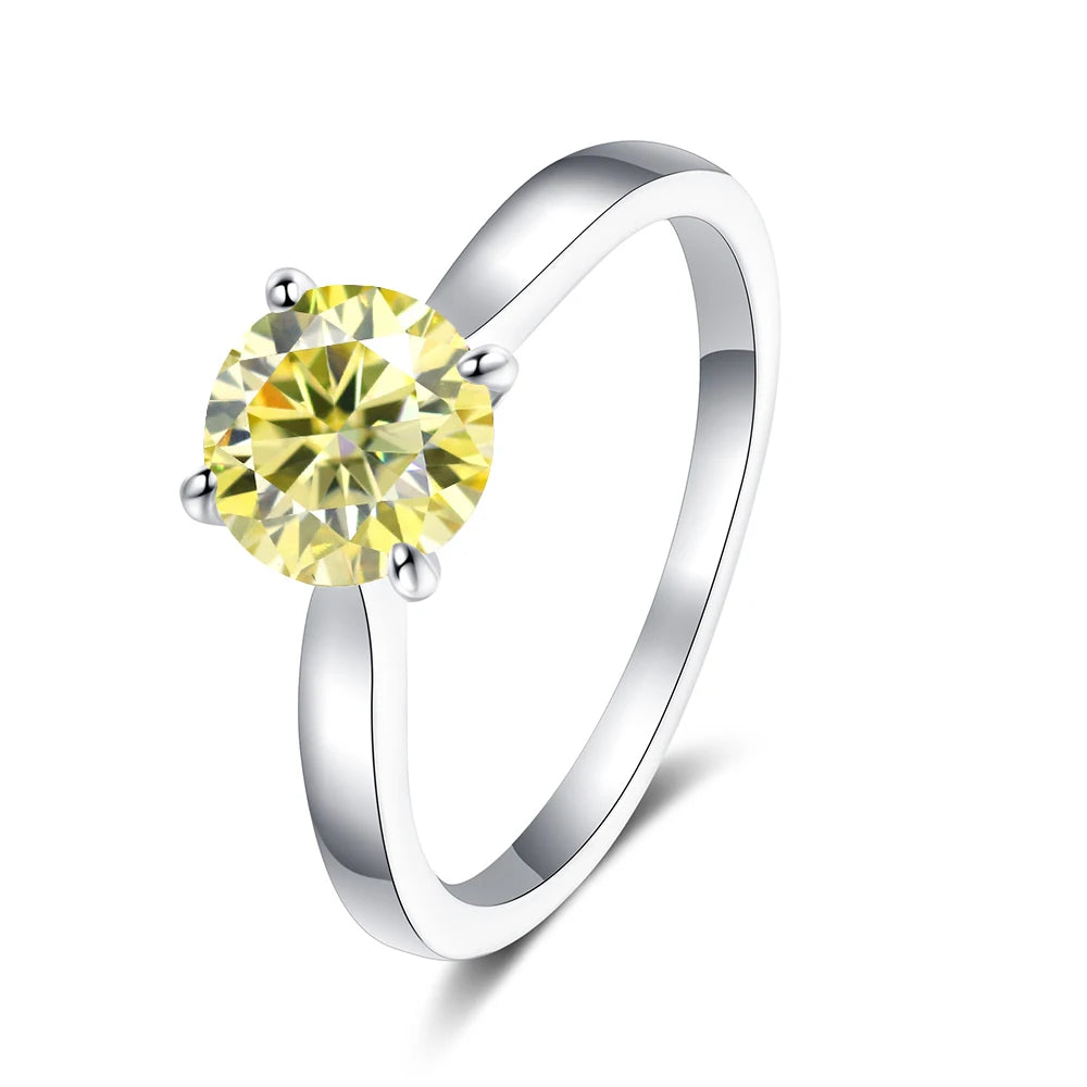 Colorful Moissanite Ring - 2ct 925 Silver with GRA Certificate