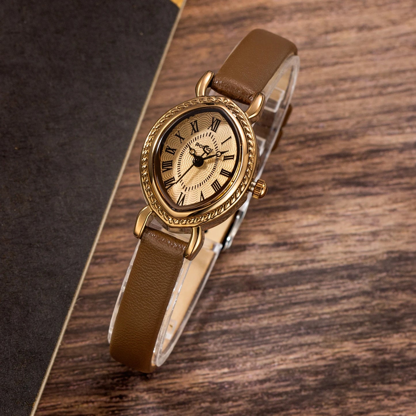 ساعة نسائية - ساعة كوارتز عتيقة مقاومة للماء من Lucky Goddess