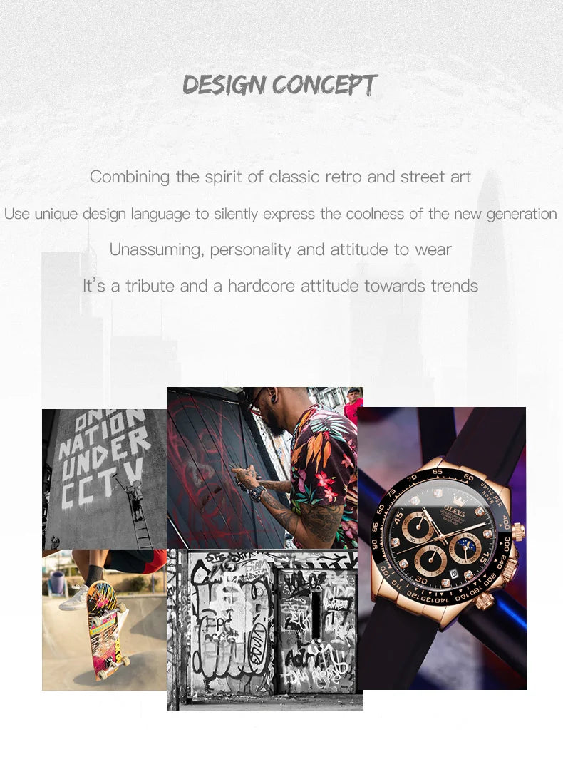 ساعة كوارتز فاخرة للرجال من OLEVS 2875 مقاومة للماء وتقويم رياضي ومؤقت ومضادة للصدمات ومضيئة للرجال