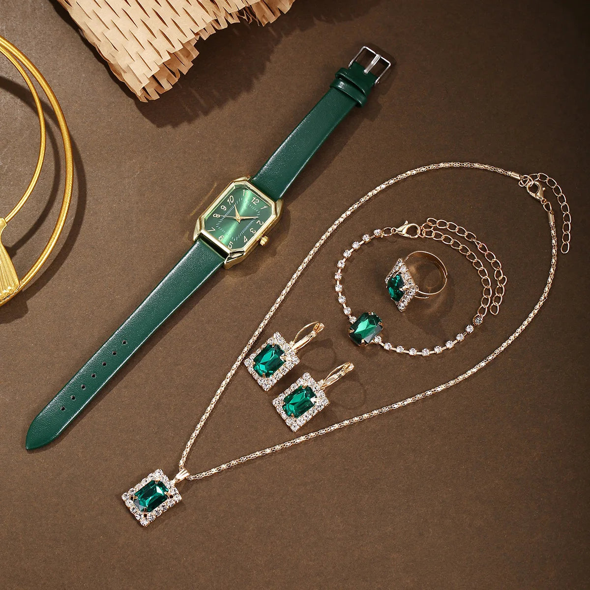 Women's Watch Set - 1/5/6pcs Luxury Square Quartz Watches