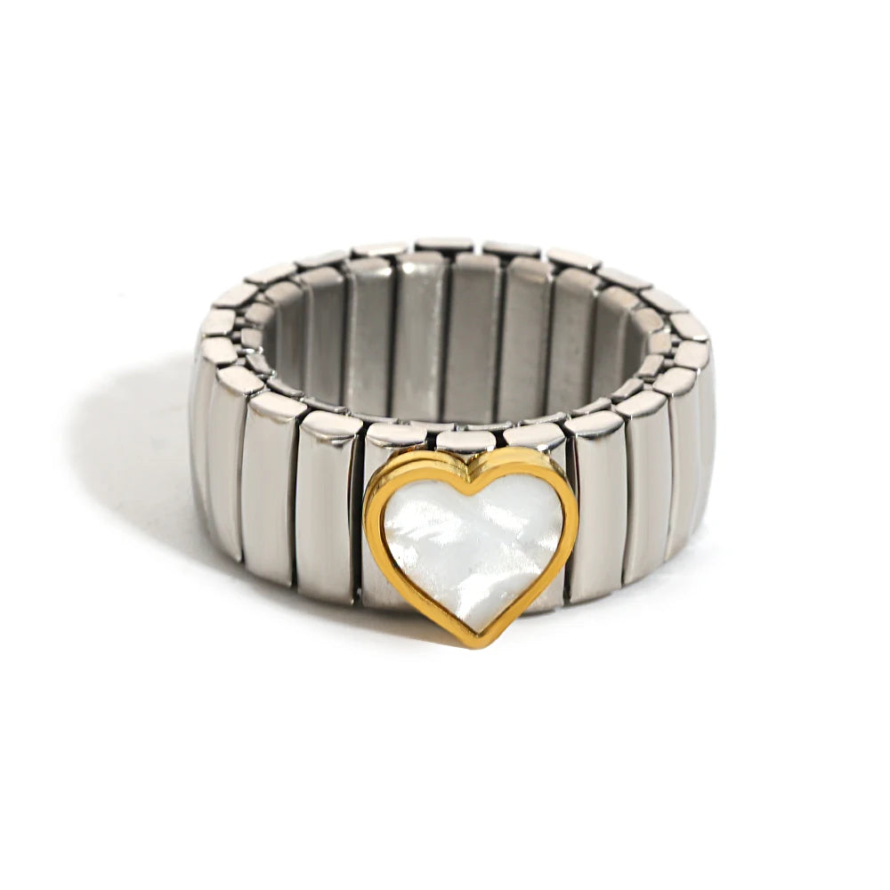 سوار مرن على شكل حلقة حب - سوار من الفولاذ المقاوم للصدأ بنمط نجمة