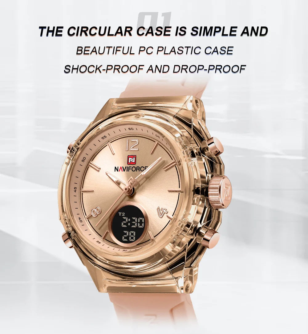 Montre femme NAVIFORCE - Montre étanche à double affichage pour sports de plein air