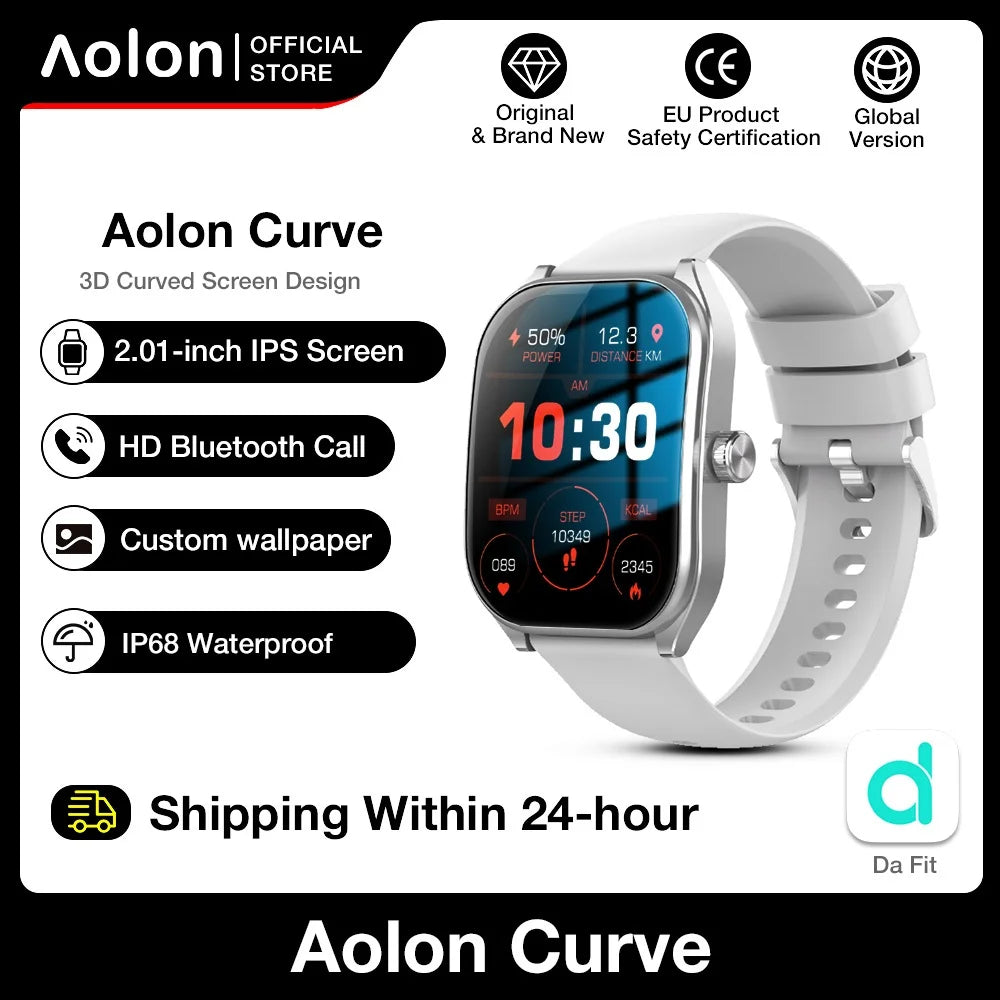 KHwatch Smart Watch - 2.01" Curved Screen Bluetooth Call IP68 Waterproof