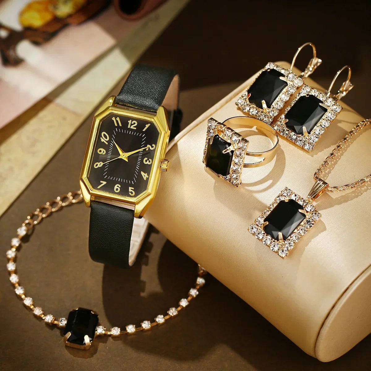 Women's Watch Set - 1/5/6pcs Luxury Square Quartz Watches