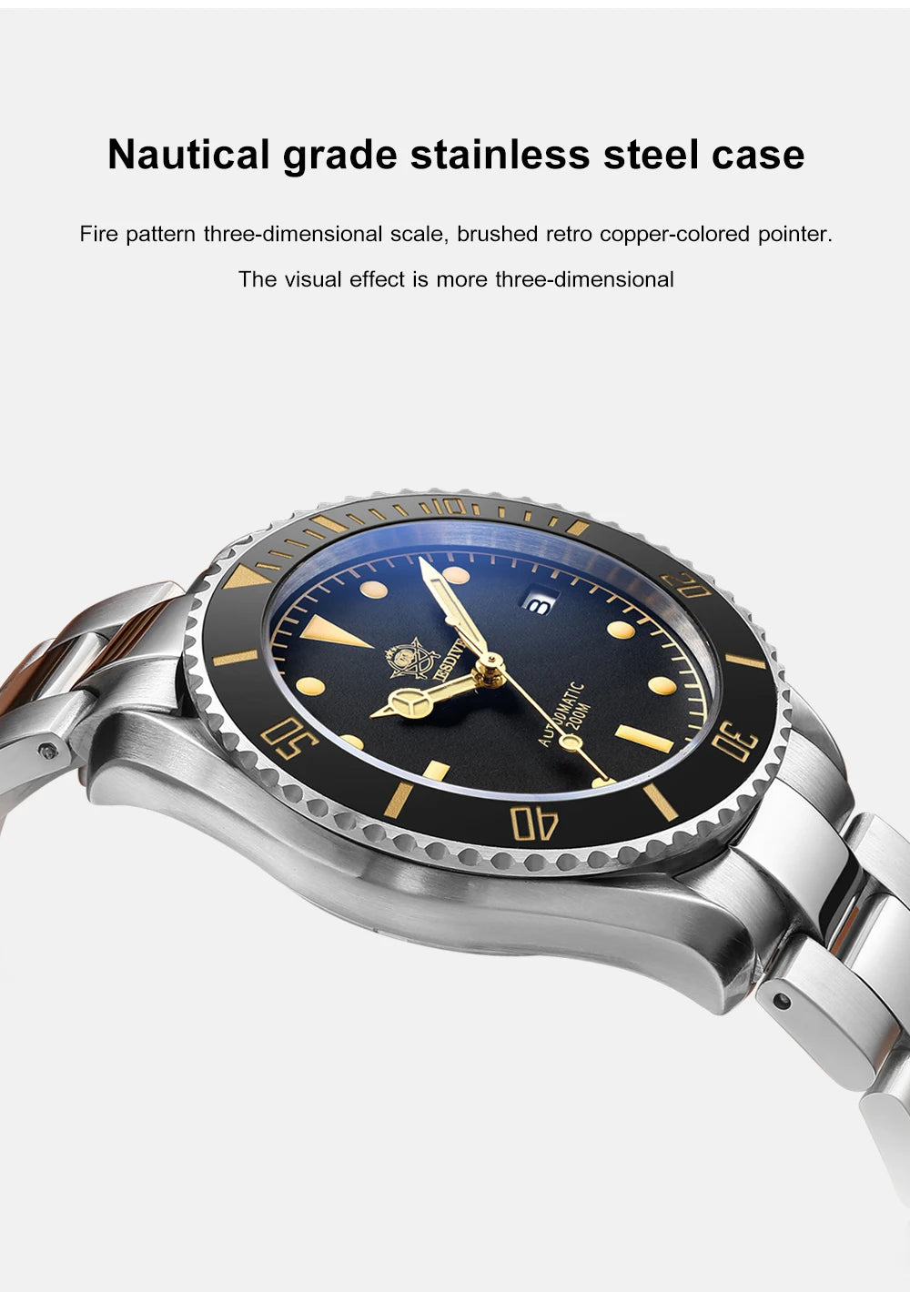 ساعة يد ADDIESDIVE Business Vintage Leather مقاومة للماء أوتوماتيكية ميكانيكية من الفولاذ للرجال ساعة كاجوال أوروبية أمريكية