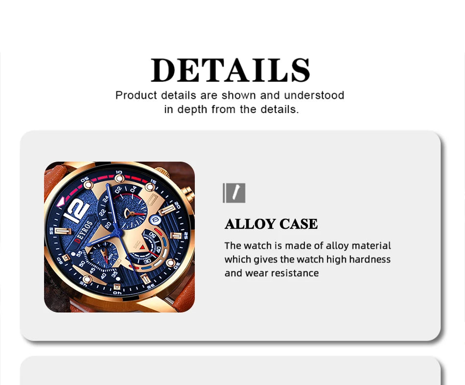 Men's Watch Set - 2pcs Business Calendar Leather Quartz Watch