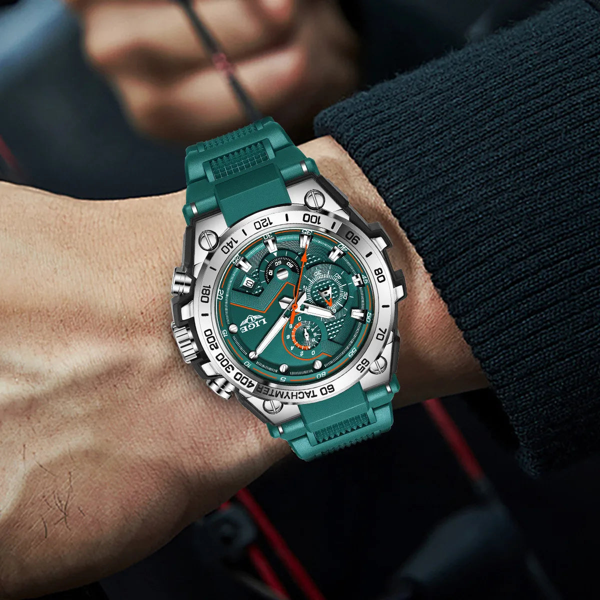 ساعة LIGE الجديدة للرجال متعددة الوظائف بحزام من السيليكون مقاومة للماء وتقويم مضيء وساعات كوارتز رياضية أنيقة للرجال