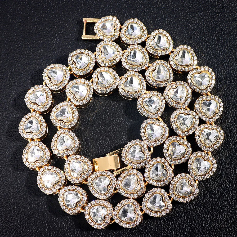 قلادة سلسلة كوبية - سلسلة تنس مرصعة بالزركون الكريستالي المثلج