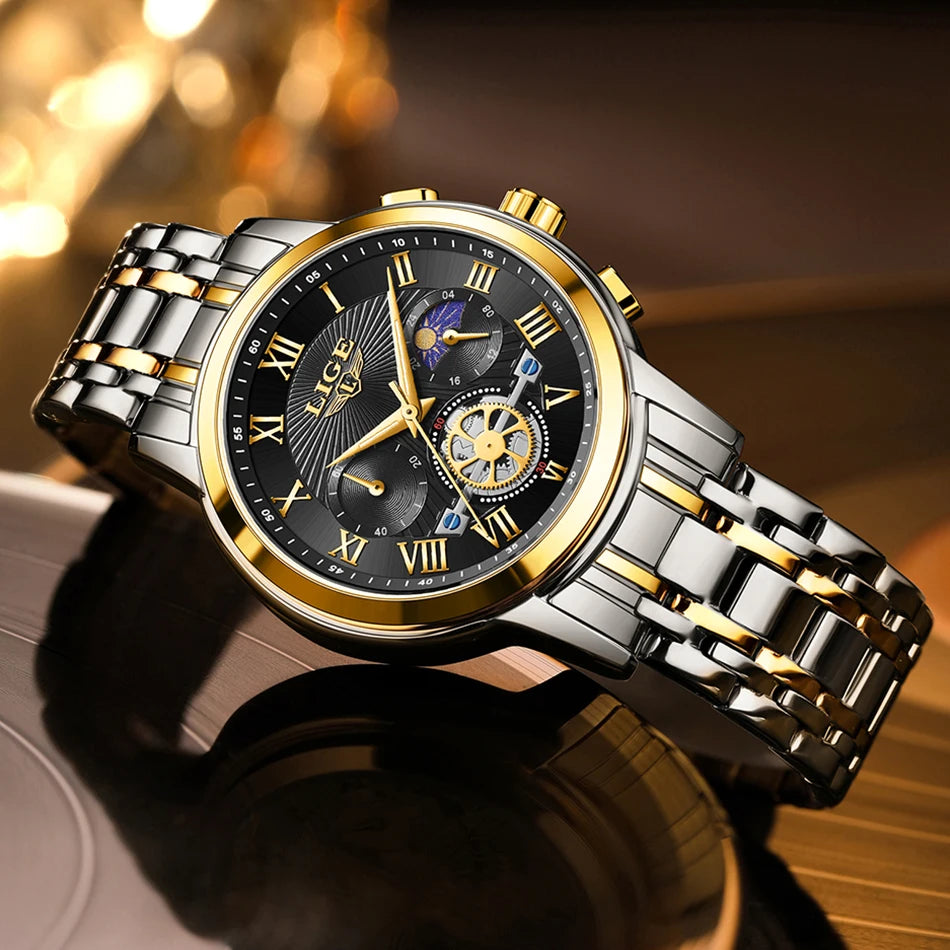 Montre femme LIGE 2024 - Montre de luxe étanche avec bracelet en acier