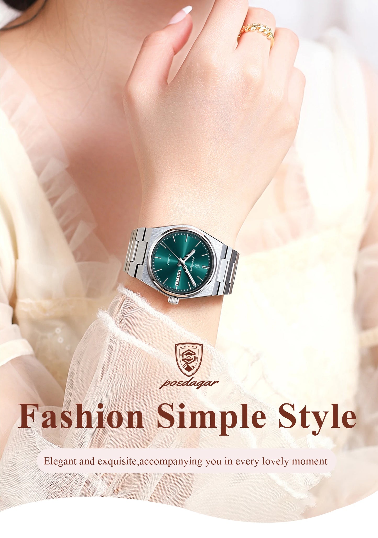 Montre femme POEDAGAR - Montre à quartz professionnelle, étanche et lumineuse