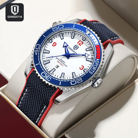 Montre homme QINGXIYA Fashion Quartz, montre de luxe en silicone, style sport, avec date et étanche. Reloj Hombre