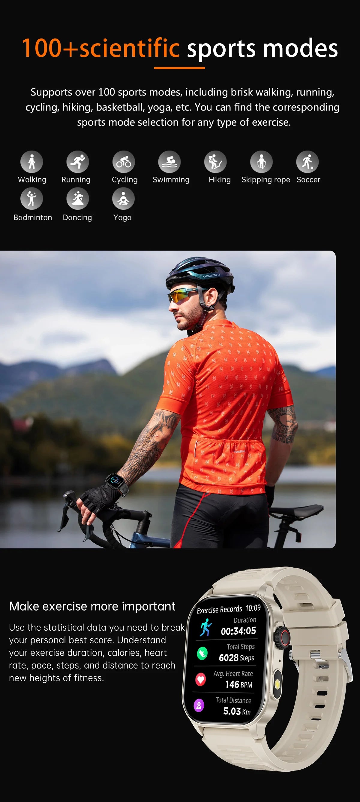 LIGE Smart Watch - 2.01" HD Display AI Voice Bluetooth Call Health Monitor