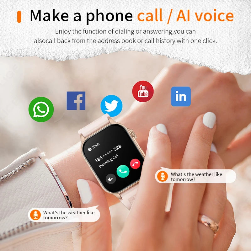 LIGE Smart Watch - 2.01" HD Display AI Voice Bluetooth Call Health Monitor