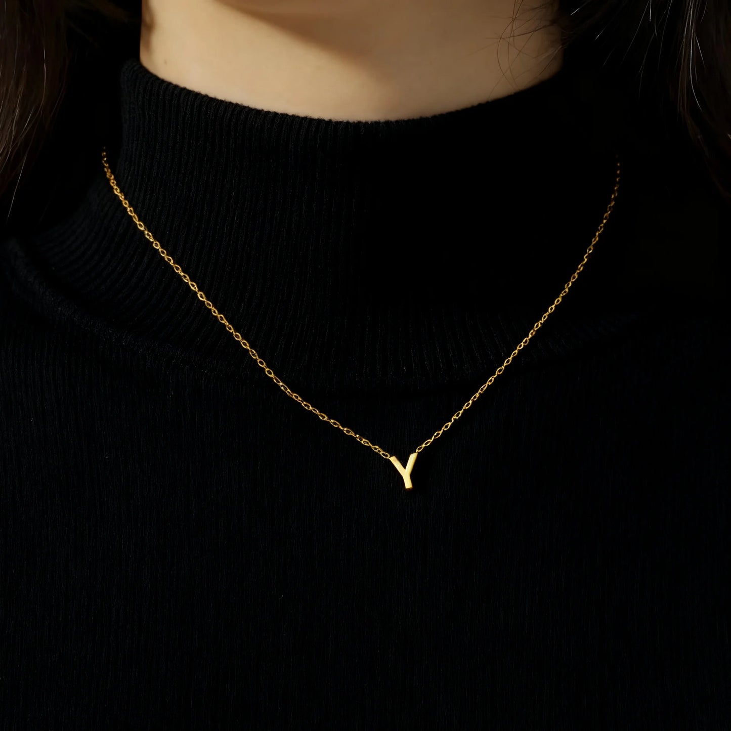 Collier ras du cou minimaliste en acier inoxydable avec initiale AZ - Lettre AZ