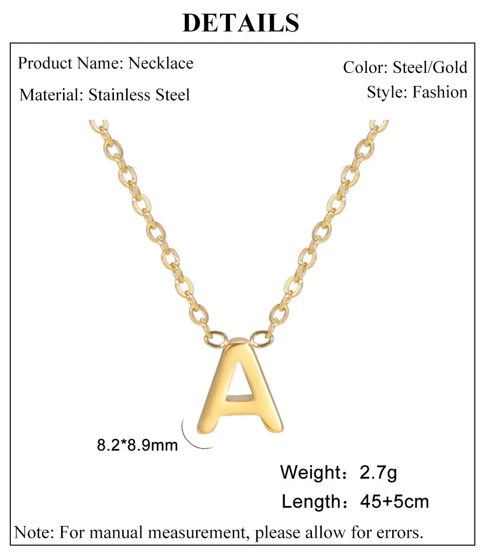 Collier ras du cou minimaliste en acier inoxydable avec initiale AZ - Lettre AZ
