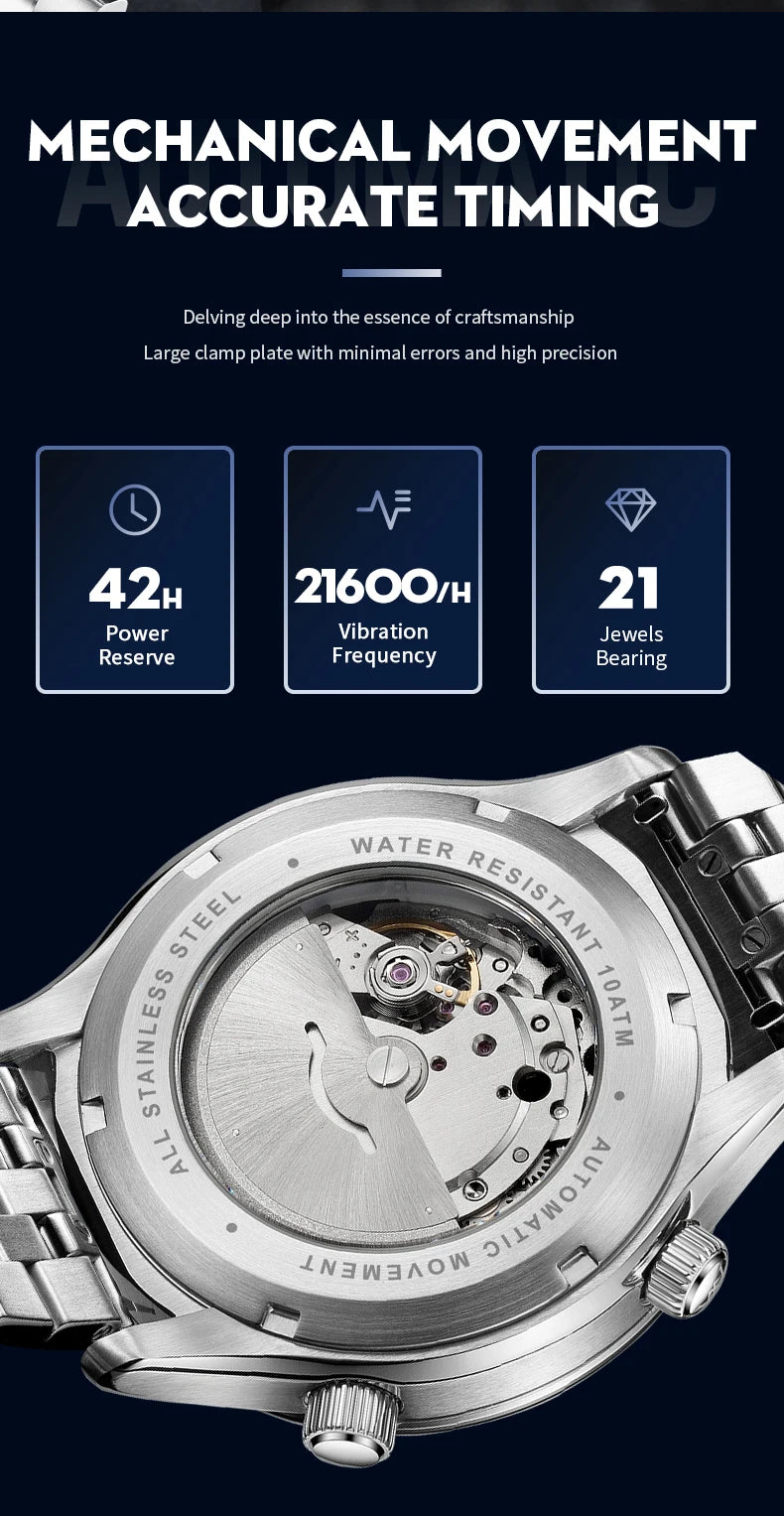 Montre WM automatique mécanique pour homme, haute qualité, verre saphir, heure mondiale, marque originale reconnue Welly Merck, référence WM057