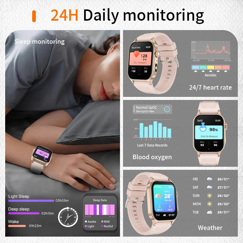 LIGE Smart Watch - 2.01" HD Display AI Voice Bluetooth Call Health Monitor