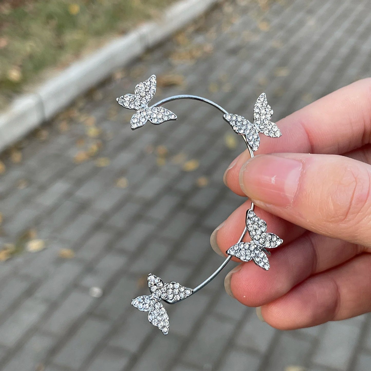 Clips d'oreilles papillon - Manchette d'oreille en zircon style coréen (sans perçage)