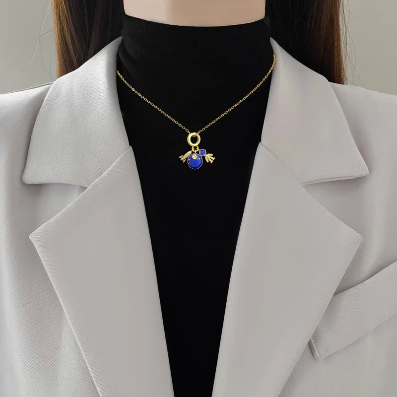 Collier Étoile Planète Lune - Pendentif Astronaute en Acier Titane