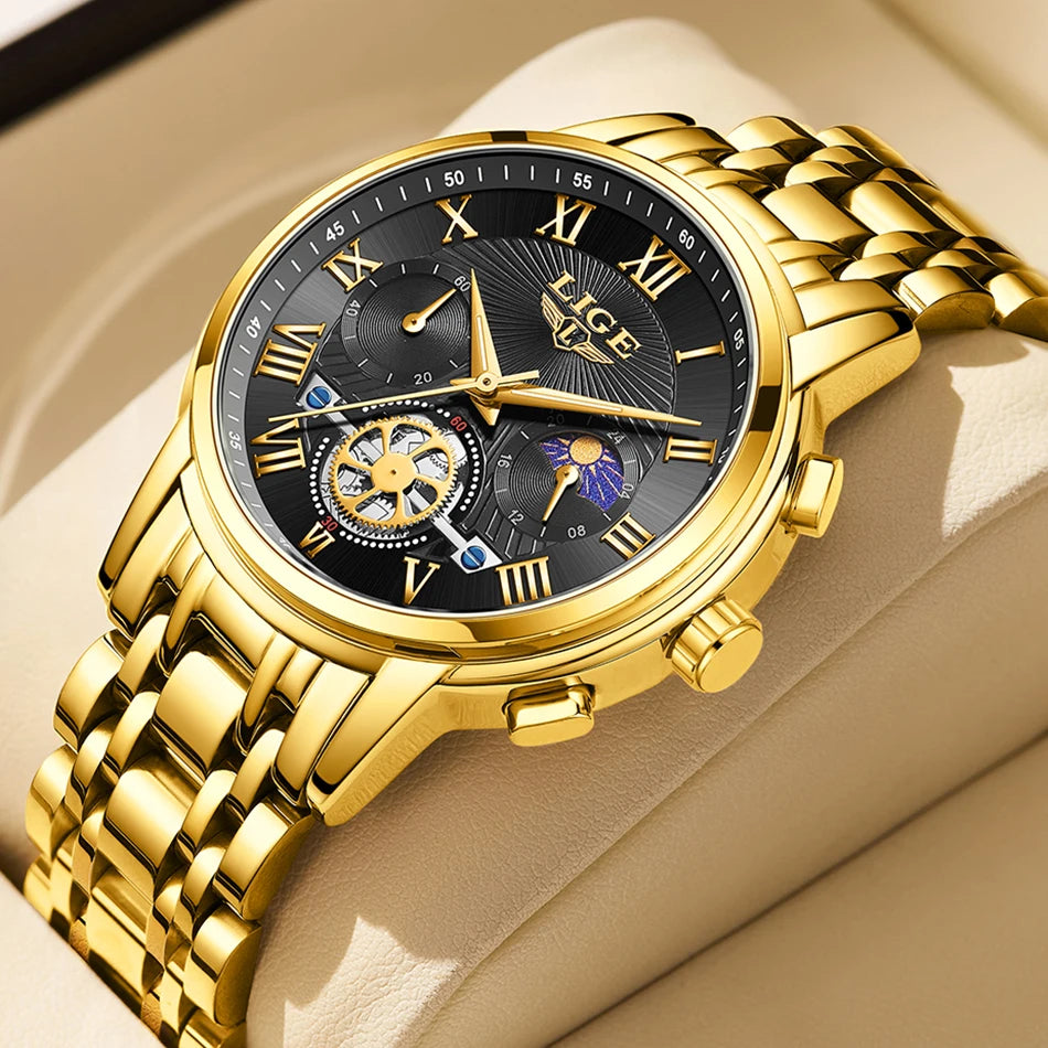 Montre femme LIGE 2024 - Montre de luxe étanche avec bracelet en acier