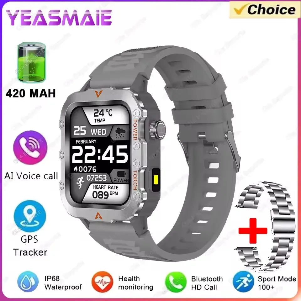 Outdoor Sports Smart Watch - 2.01" HD Screen LED Flashlight GPS Tracker