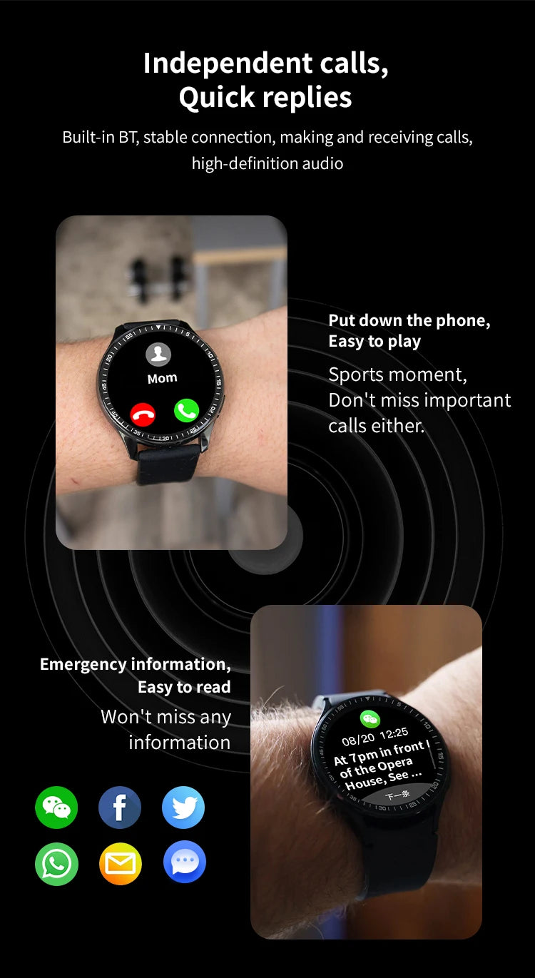 ساعة ذكية رياضية مزودة بنظام تحديد المواقع العالمي (GPS) - شاشة AMOLED مقاس 1.85 بوصة، وجهاز مراقبة معدل ضربات القلب وضغط الدم