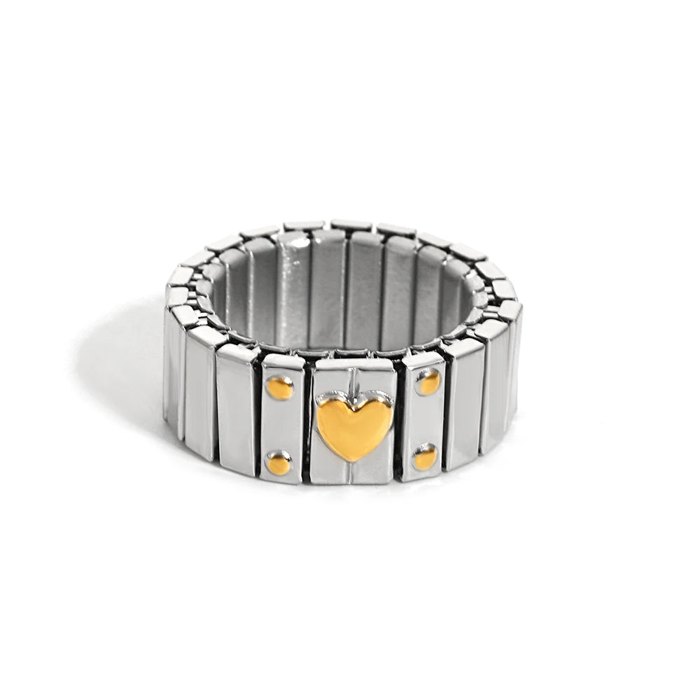 سوار مرن على شكل حلقة حب - سوار من الفولاذ المقاوم للصدأ بنمط نجمة