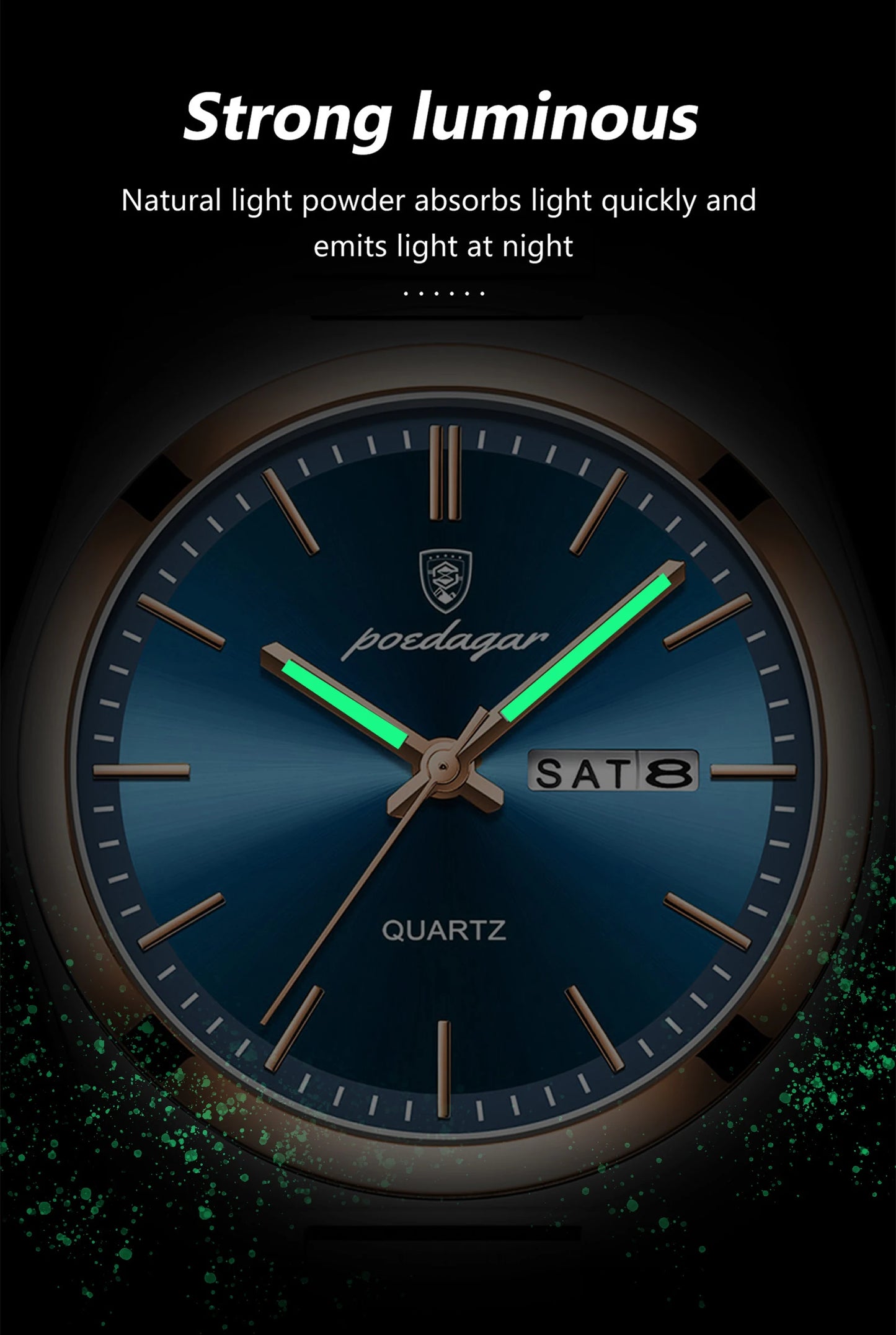 ساعة رجالية ماركة POEDAGAR للأزياء من الفولاذ المقاوم للصدأ مقاومة للماء ومضيئة للرجال ساعة تاريخ الأسبوع ساعات عمل كوارتز للرجال Reloj