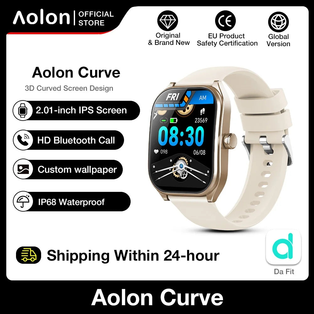 KHwatch Smart Watch - 2.01" Curved Screen Bluetooth Call IP68 Waterproof