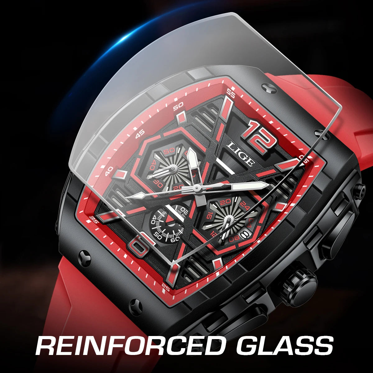 ساعة يد كوارتز فاخرة مقاومة للماء من LIGE للرجال، ساعة رياضية من السيليكون، مضيئة، مقاومة للماء، ساعات رجالية Relogio Masculino