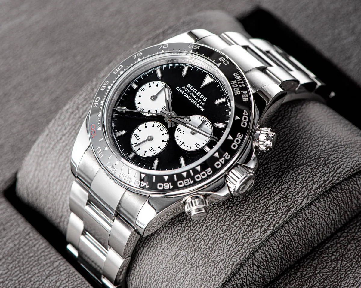 Montre homme Sugess Panda Diver Chronograph, mouvement automatique Paon SL-4801, montre-bracelet mécanique de luxe étanche, nouveauté 2024