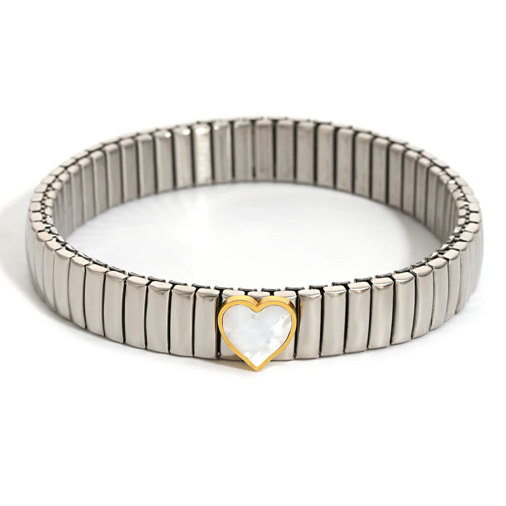 سوار مرن على شكل حلقة حب - سوار من الفولاذ المقاوم للصدأ بنمط نجمة