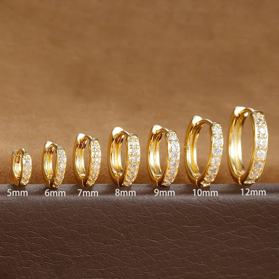 أقراط دائرية من الفولاذ المقاوم للصدأ - زركونيا كريستالية بسيطة