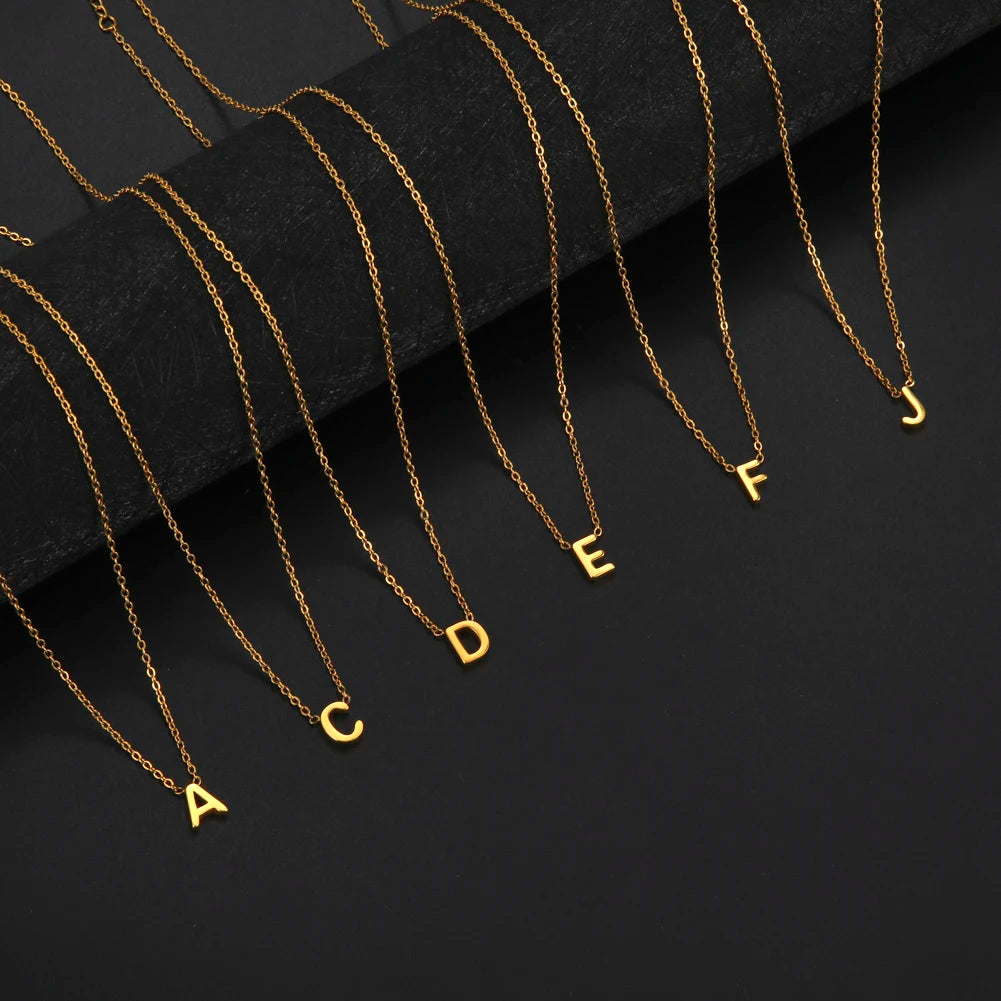 Collier ras du cou minimaliste en acier inoxydable avec initiale AZ - Lettre AZ