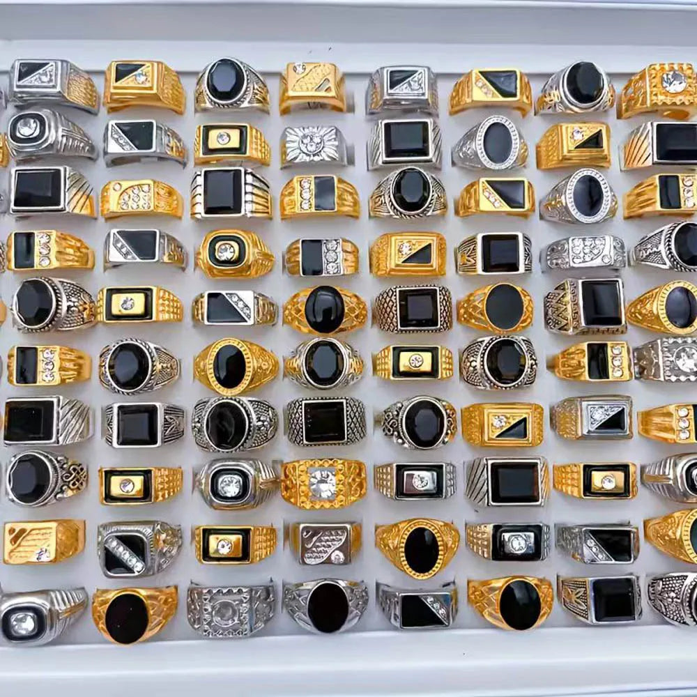 Bagues strass en gros - Lot de 10 à 50 pièces style rétro punk