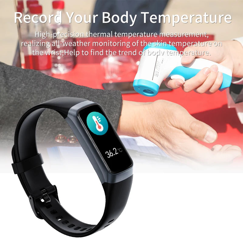 LIGE Smart Bracelet - 1.1" AMOLED Heart Rate Waterproof Body Temperature Tracker