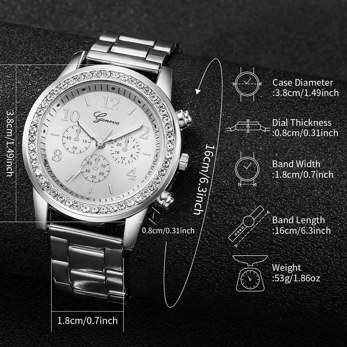 Women's Watch Set - 4pcs Luxury Steel Band Rhinestone Quartz Watches