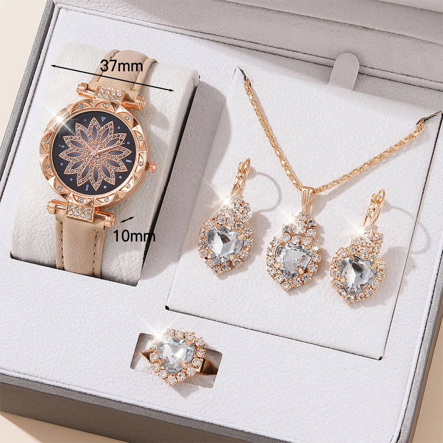 Women's Jewelry Watch Set - Crystal Bling Wristwatch Gift Kit