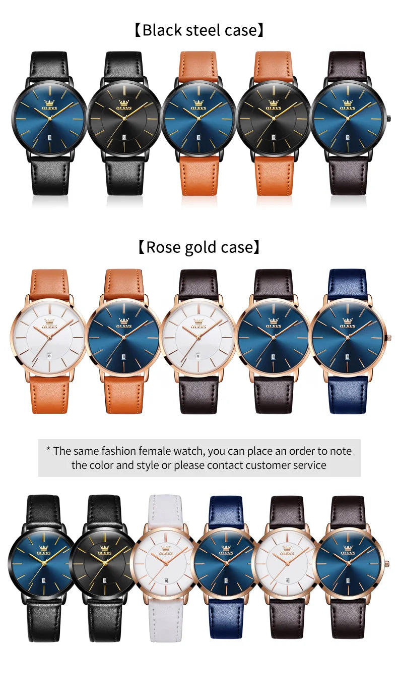 Montre à quartz OLEVS 5869 pour homme, ultra-fine (6,5 mm), minimaliste, étanche, avec date, idéale pour les affaires. Montre-bracelet simple et élégante pour homme.