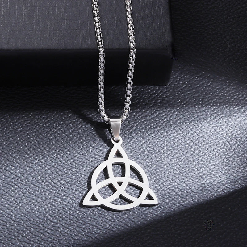 Celtic Trinity Knot Necklace - Irish Red Zircon Stainless Steel Pendant