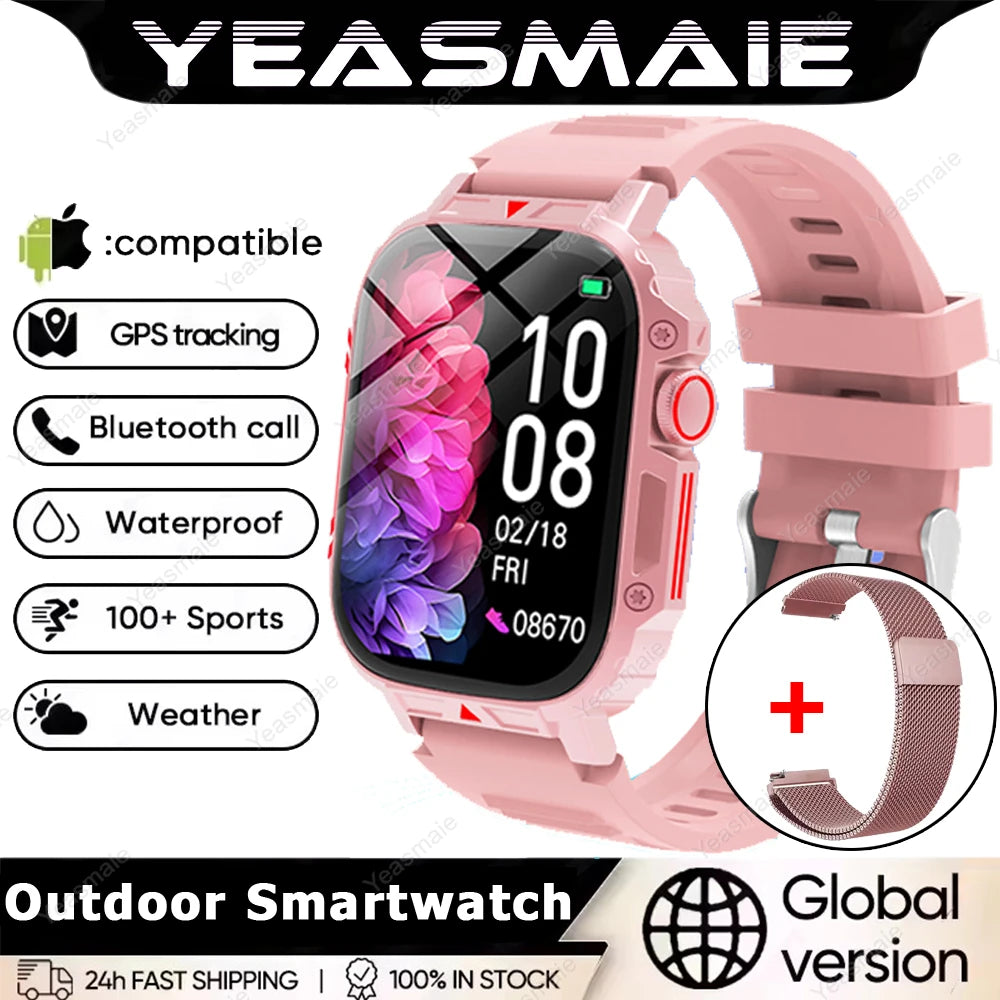 Military Smart Watch 2025 - Health Monitor Bluetooth Call IP68 Waterproof Fitness