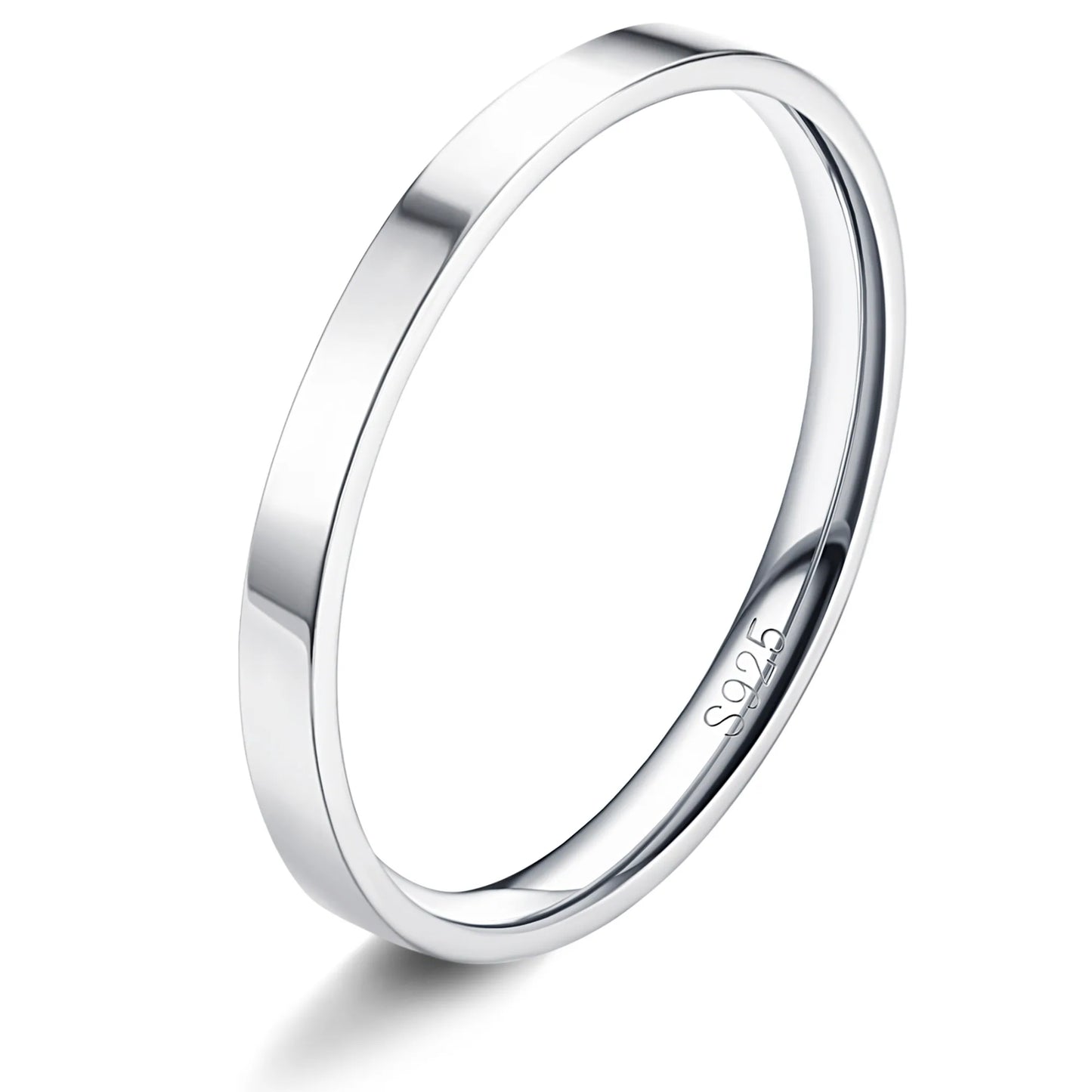 خواتم من الفضة الإسترلينية قابلة للتكديس - أشرطة رفيعة مطلية بالذهب الأبيض عيار 18 قيراطًا