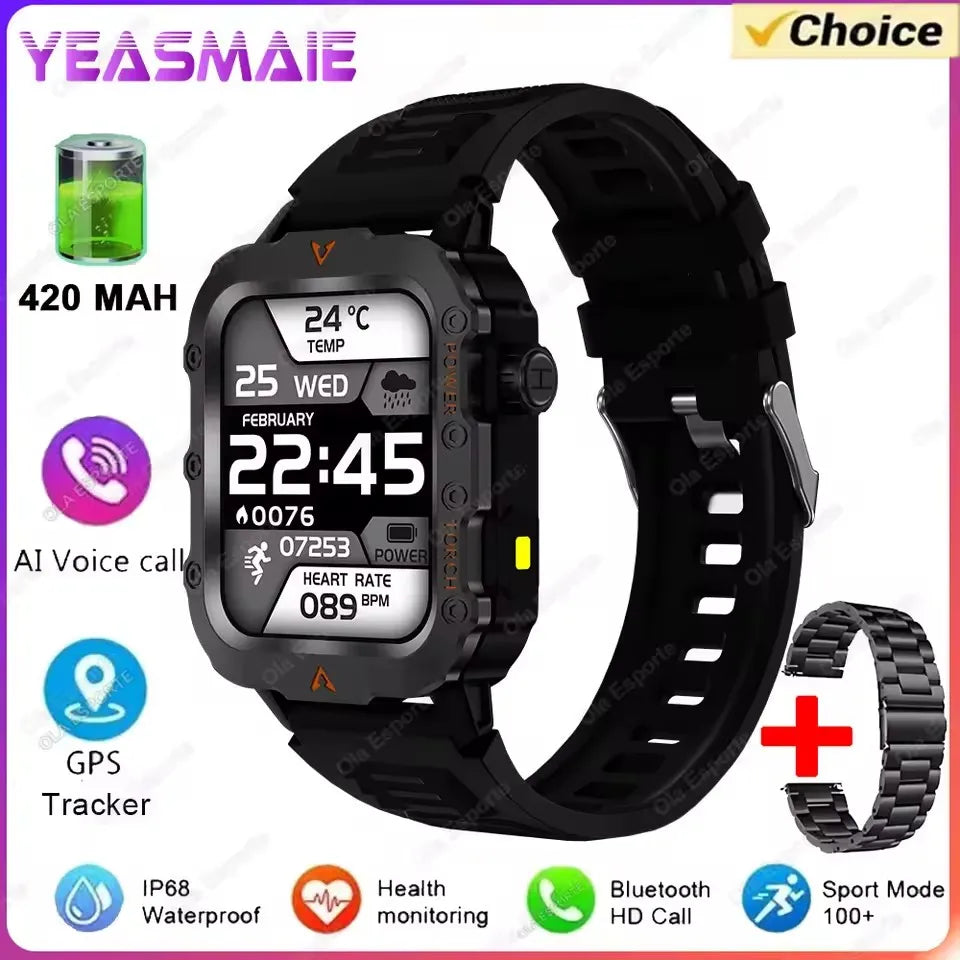 Outdoor Sports Smart Watch - 2.01" HD Screen LED Flashlight GPS Tracker