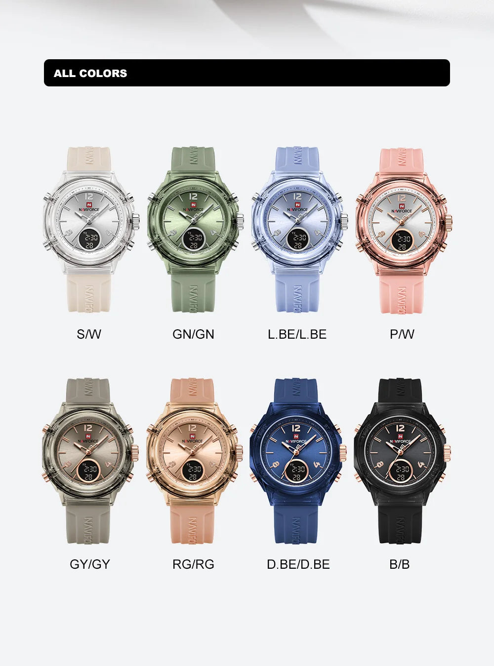 Montre femme NAVIFORCE - Montre étanche à double affichage pour sports de plein air