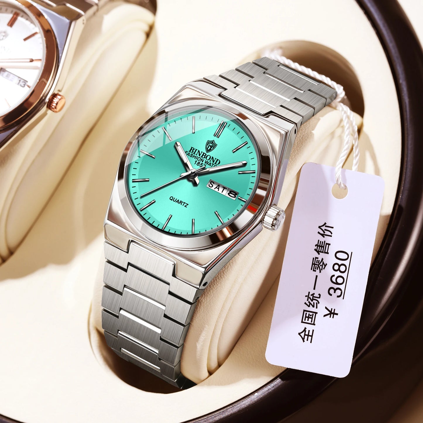 Montre femme BINBOND 103 - Montre à quartz ultra-mince à double calendrier