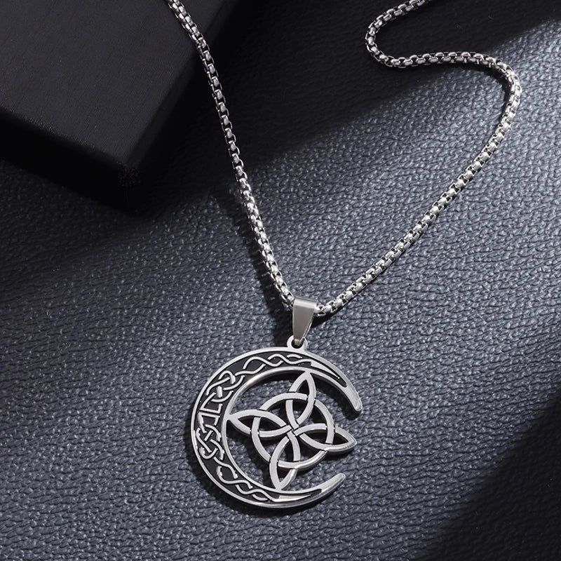 Celtic Trinity Knot Necklace - Irish Red Zircon Stainless Steel Pendant