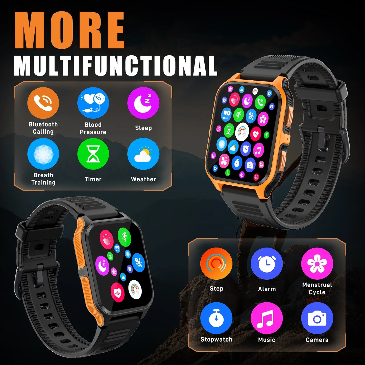 Montre connectée EIGIIS P73 - Étanche 3 ATM, suivi d'activité, fréquence cardiaque, appels Bluetooth militaires