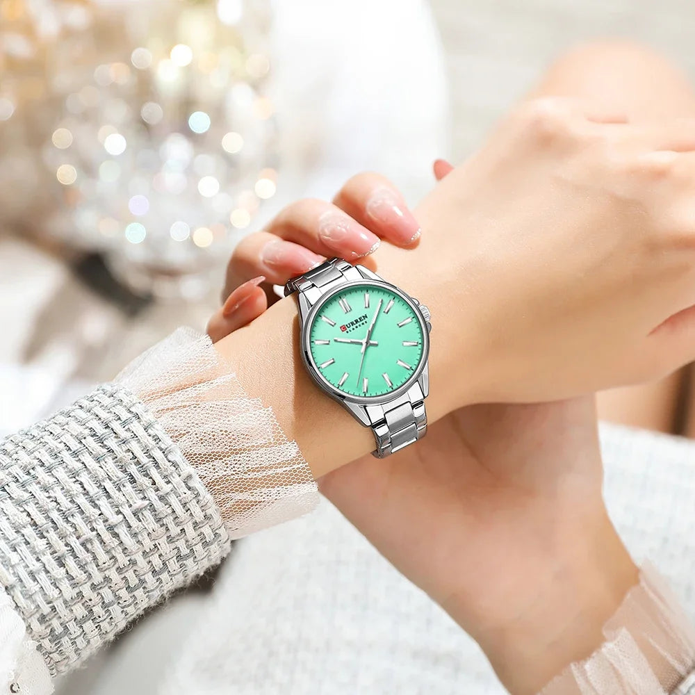 Montre femme CURREN - Montre à quartz à cadran rond en acier inoxydable